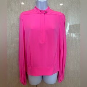 AUTHENTIC Diane von Furstenberg Blaire Top Blouse Neon Pink 100% Silk